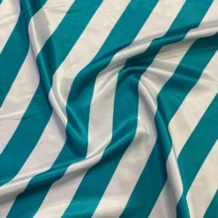 2" Satin Stripe Table Linen in White and Jade