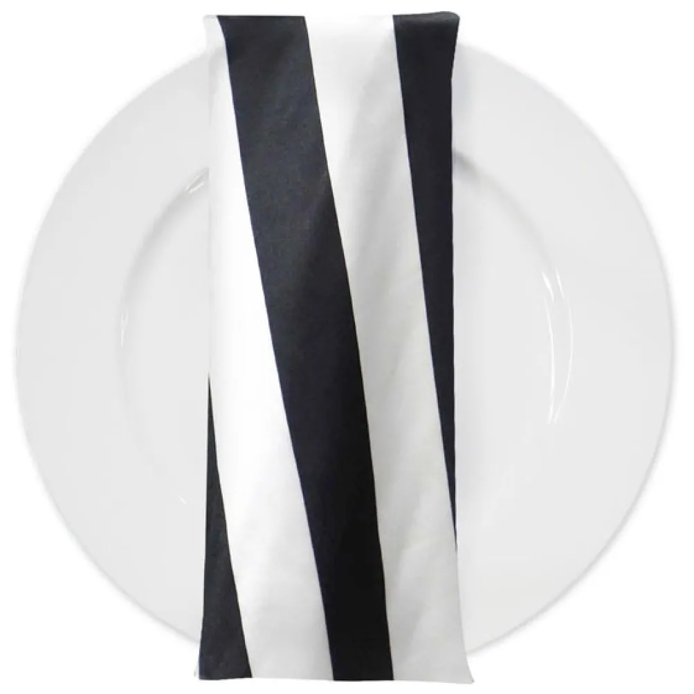 2" Satin Stripe Table Napkin in Black and White