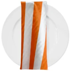 2" Satin Stripe Table Napkin in White and Orange