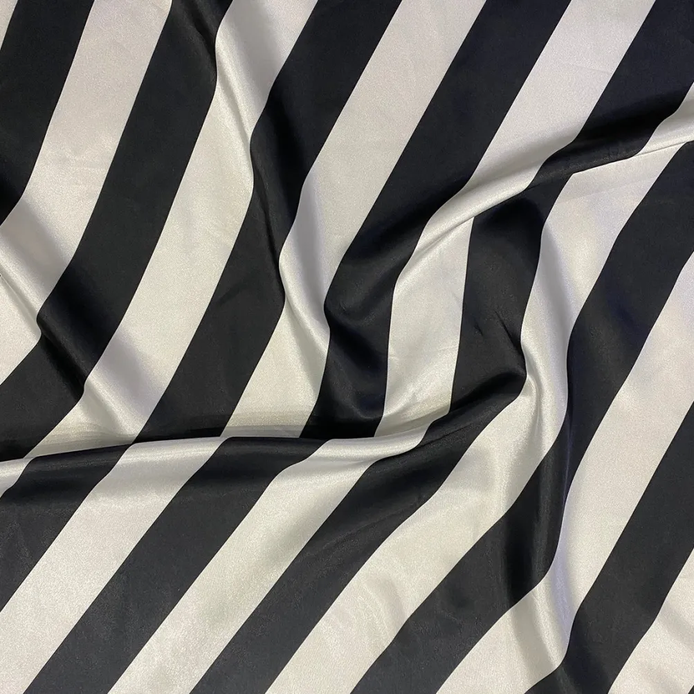 2" Satin Stripe Table Runner in Black and White