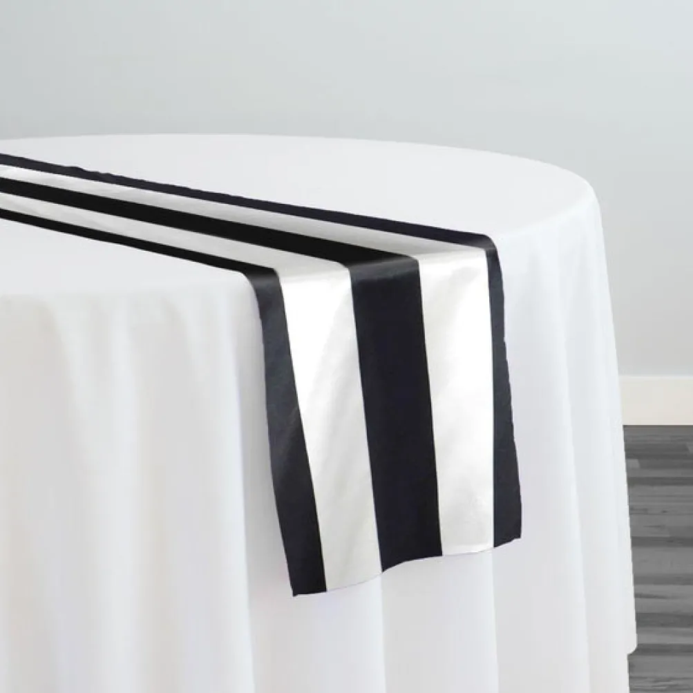 2" Satin Stripe Table Runner in Black and White