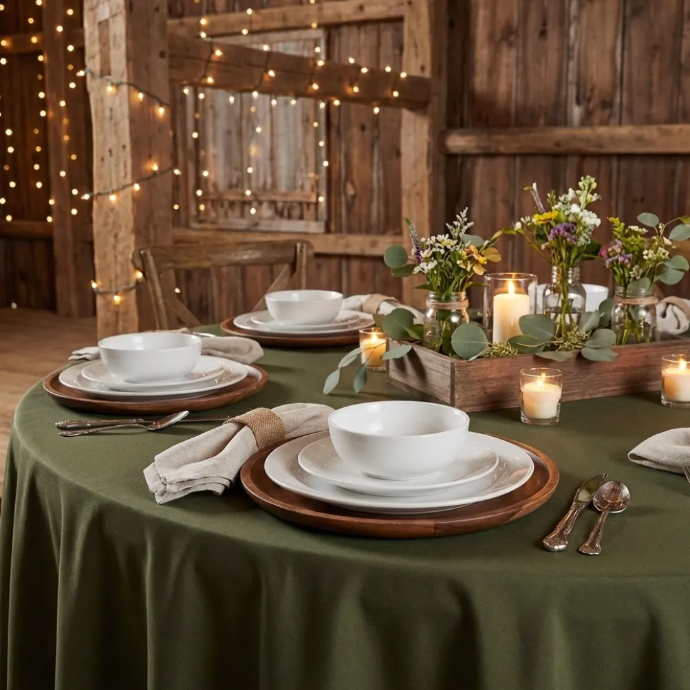 Scuba (Wrinkle-Free) Table Linen in Olive