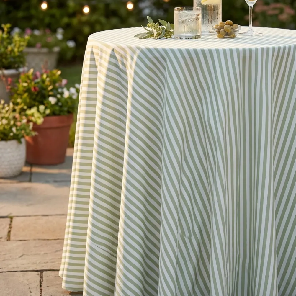 Seersucker (Poly Print) Table Linen in Sage