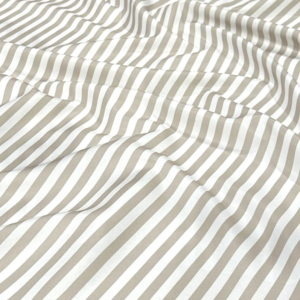 Seersucker (Poly Print) Table Linen in Taupe