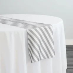 Seersucker (Poly Print) Table Runner in Silver