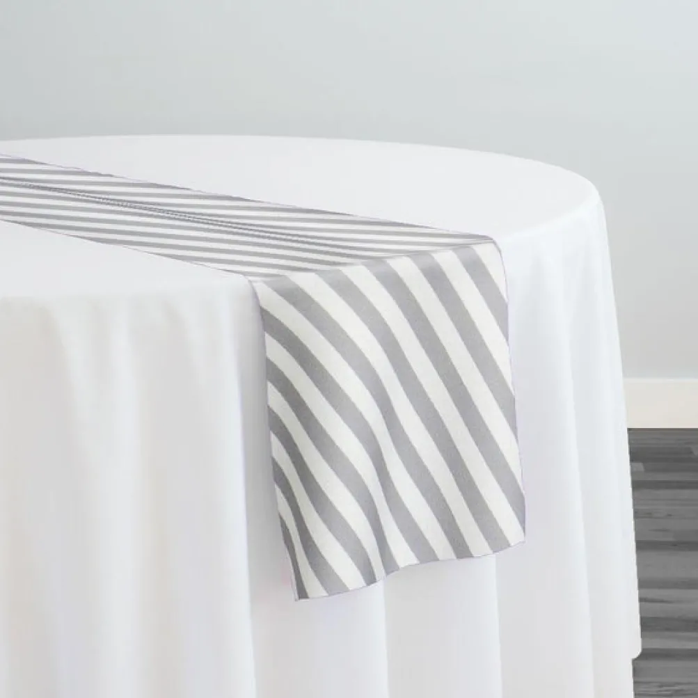 Seersucker (Poly Print) Table Runner in Silver
