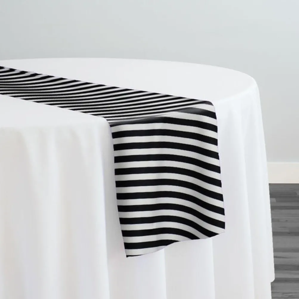 Seersucker (Poly Print) Table Runner in Black