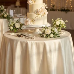 Shantung Satin (Reversible) Table Linen in Ivory
