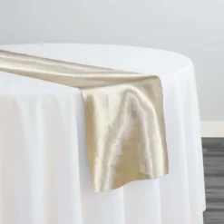 Shantung Satin (Reversible) Table Runner in Champagne