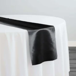 Shantung Satin (Reversible) Table Runner in Black