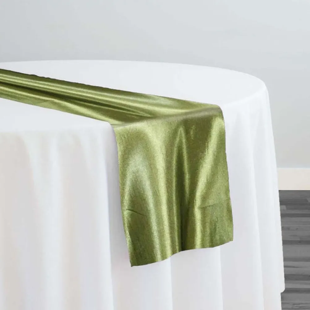 Shantung Satin (Reversible) Table Runner in Olive