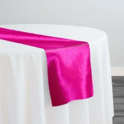 Shantung Satin (Reversible) Table Runner in Fuchsia