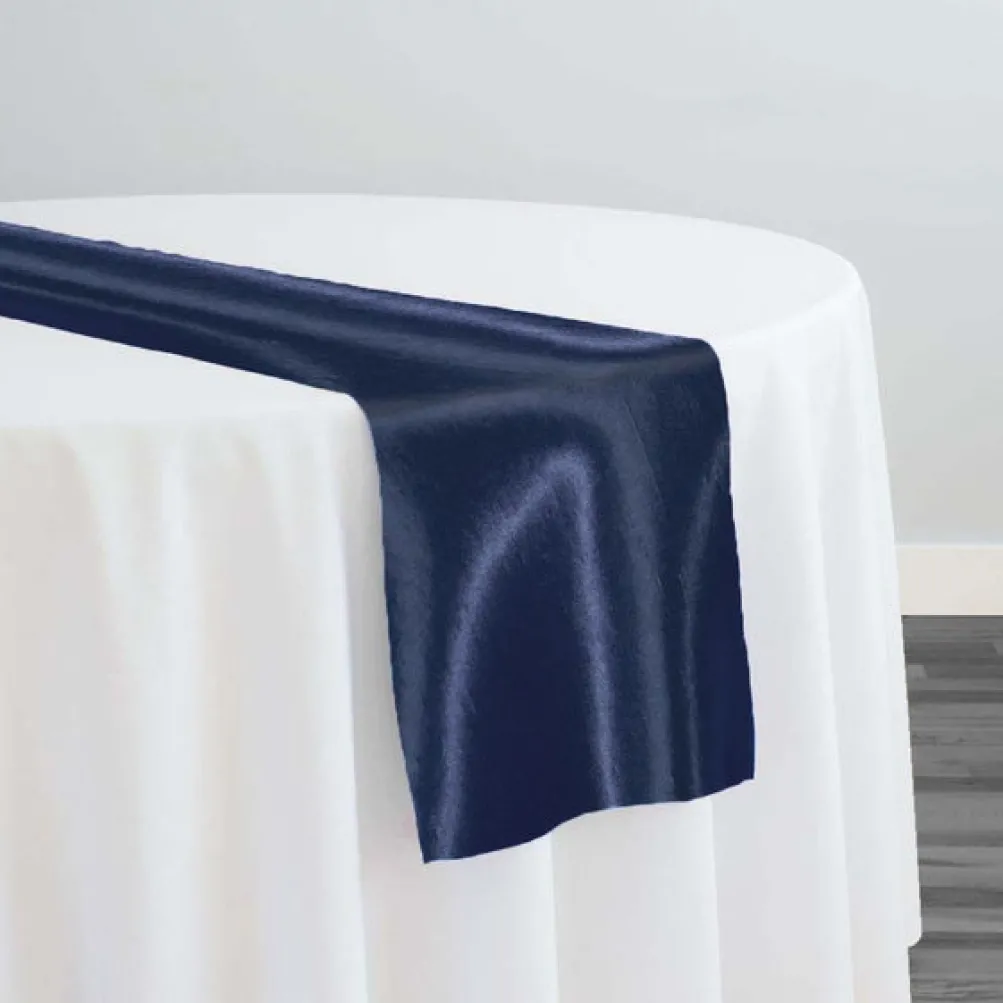 Shantung Satin (Reversible) Table Runner in Dk Navy