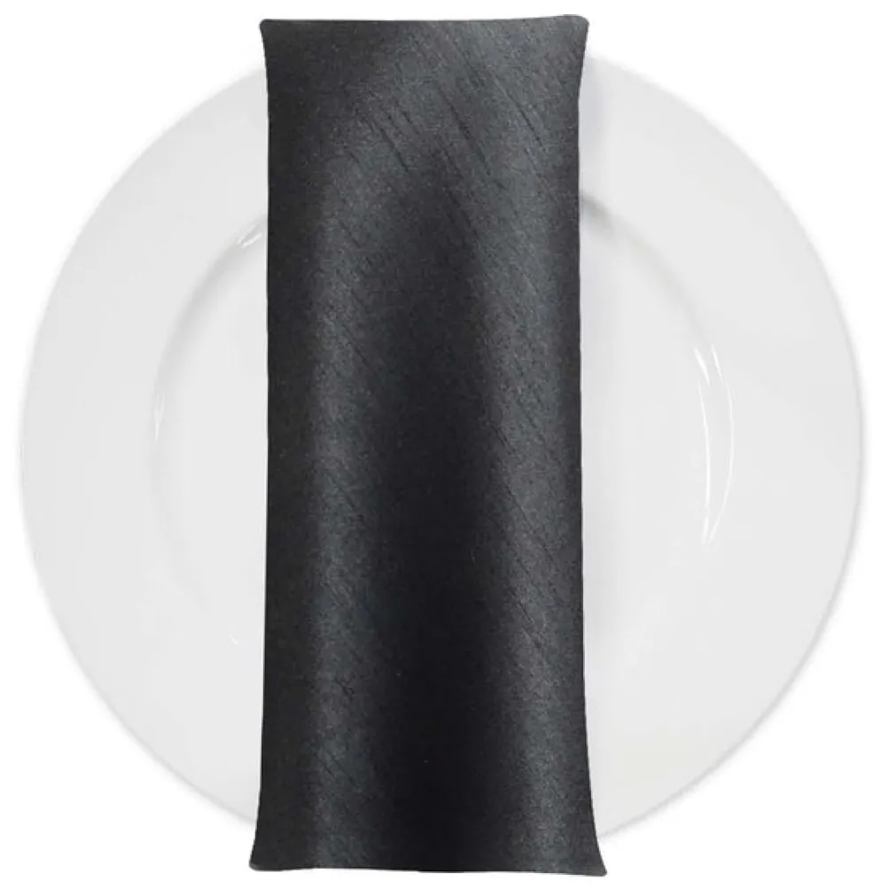 Shantung Satin (Reversible) Table Napkin in Black