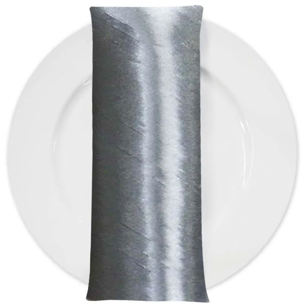 Shantung Satin (Reversible) Table Napkin in Silver
