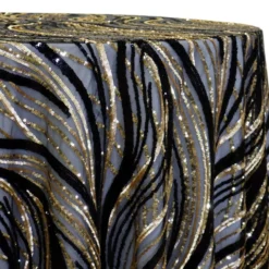 Skyfall Sequins Table Linen in Black and Gold