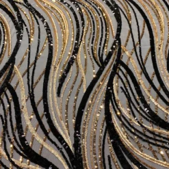 Skyfall Sequins Table Linen in Black and Gold
