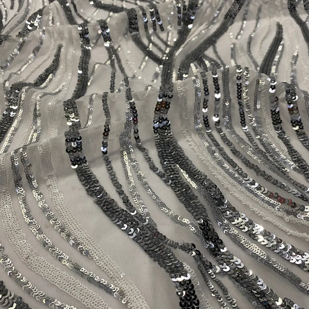 Skyfall Sequins Table Linen in Silver and Silver