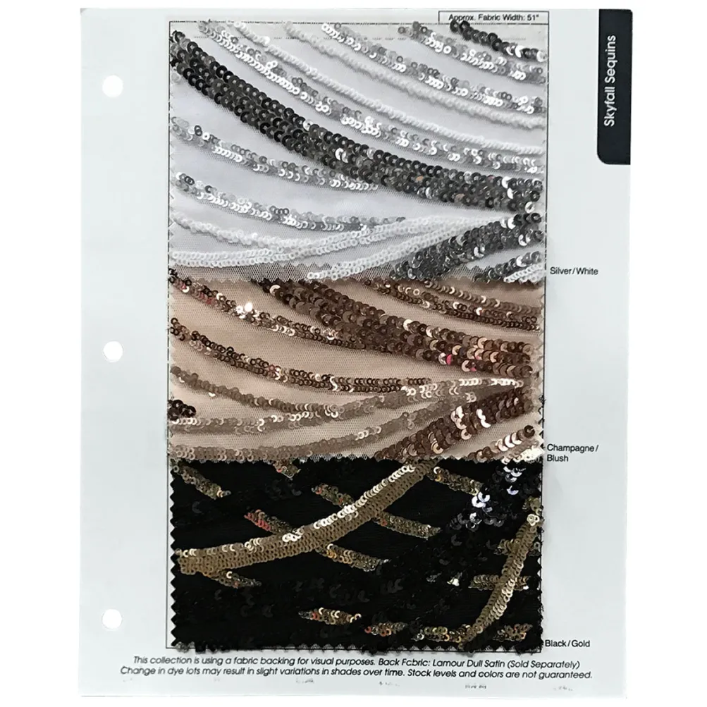 Skyfall Sequins Table Runner in Silver and White