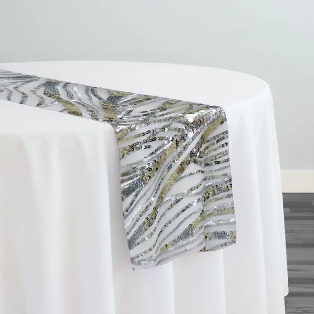 Skyfall Sequins Table Runner in Silver and Silver