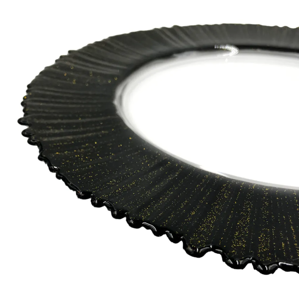 Solar - Glass Charger Plate in Black/Gold (Item # 0309-B)