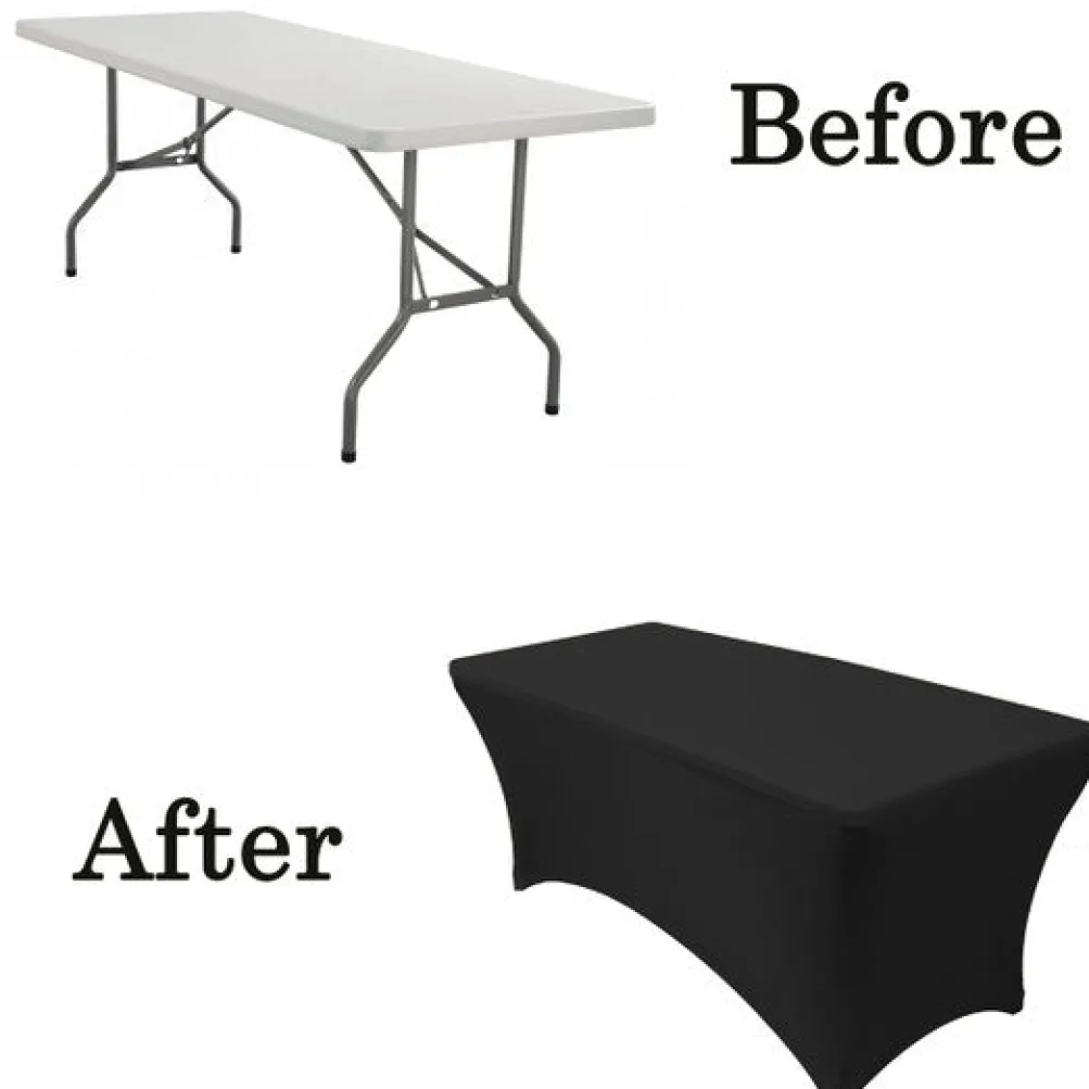 Spandex (6'x30") Banquet Table Cover in Black