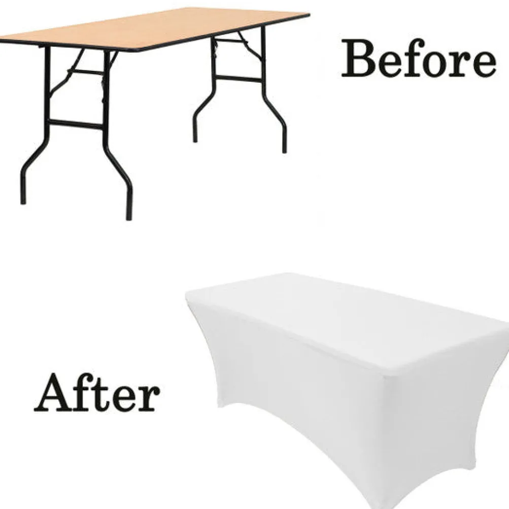 Spandex (6'x30") Banquet Table Cover in White