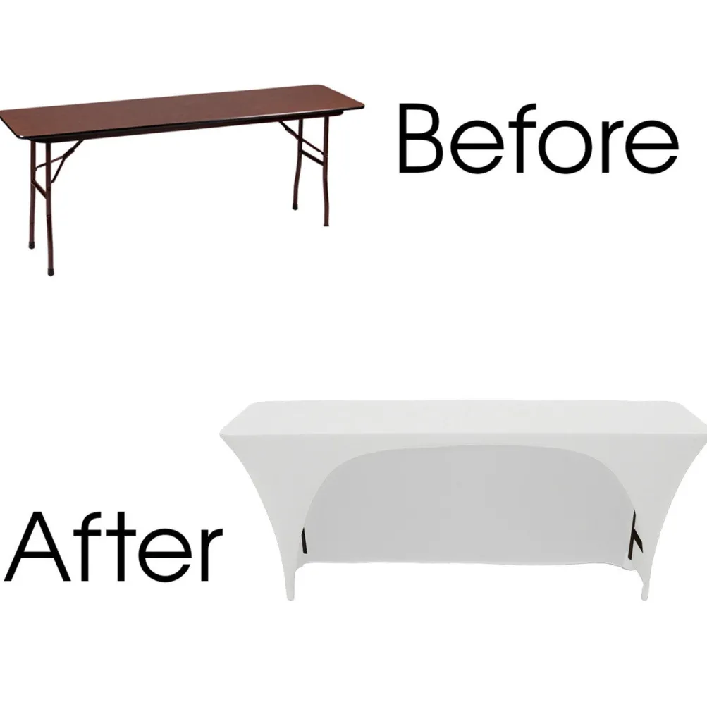 Spandex (6'x18") Classroom Banquet Table Cover in White