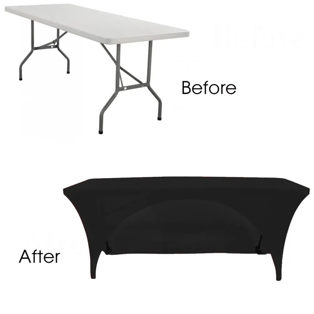 Spandex (8'x30" Open Back) Banquet Table Cover in Black