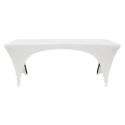 Spandex (6'x30" Open Sides) Banquet Table Cover in White