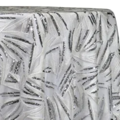 Sparkle Sequins Table Linen in Silver and White