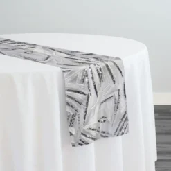 Sparkle Sequins Table Runner in Silver and White