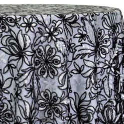Starlight Sequins Table Linen in Black and Silver