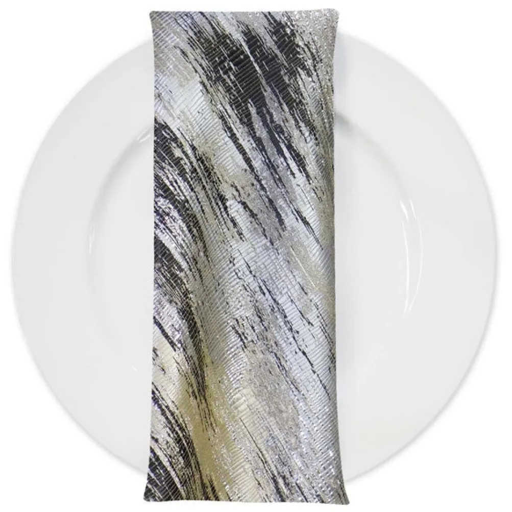 Static Jacquard Table Napkin in Black and Silver