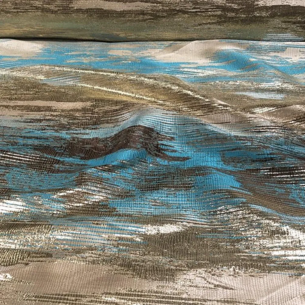 Static Jacquard Table Runner in Turquoise and Brown
