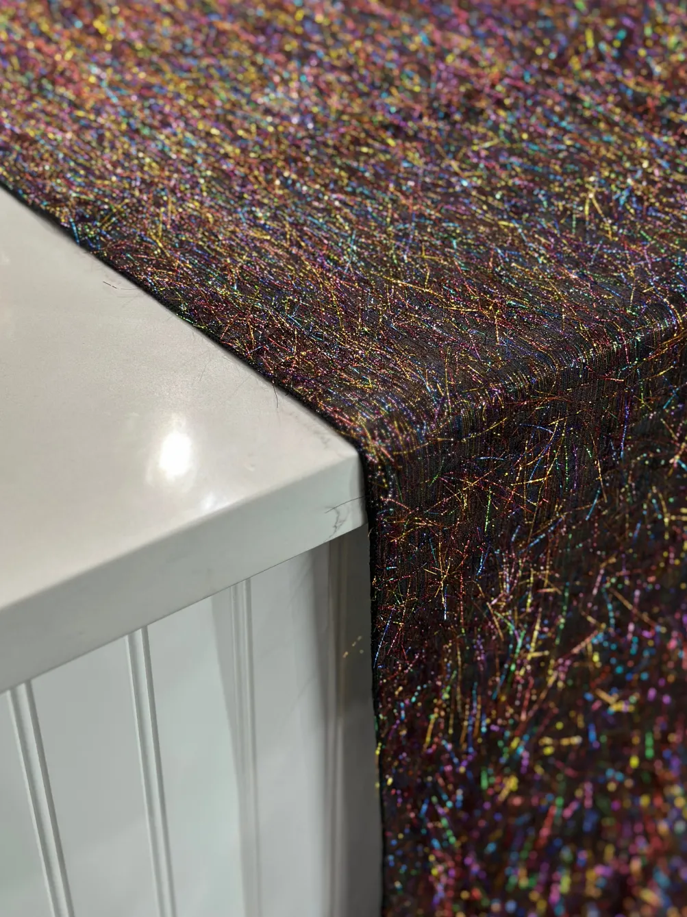 String Metallic Table Linen in Rainbow