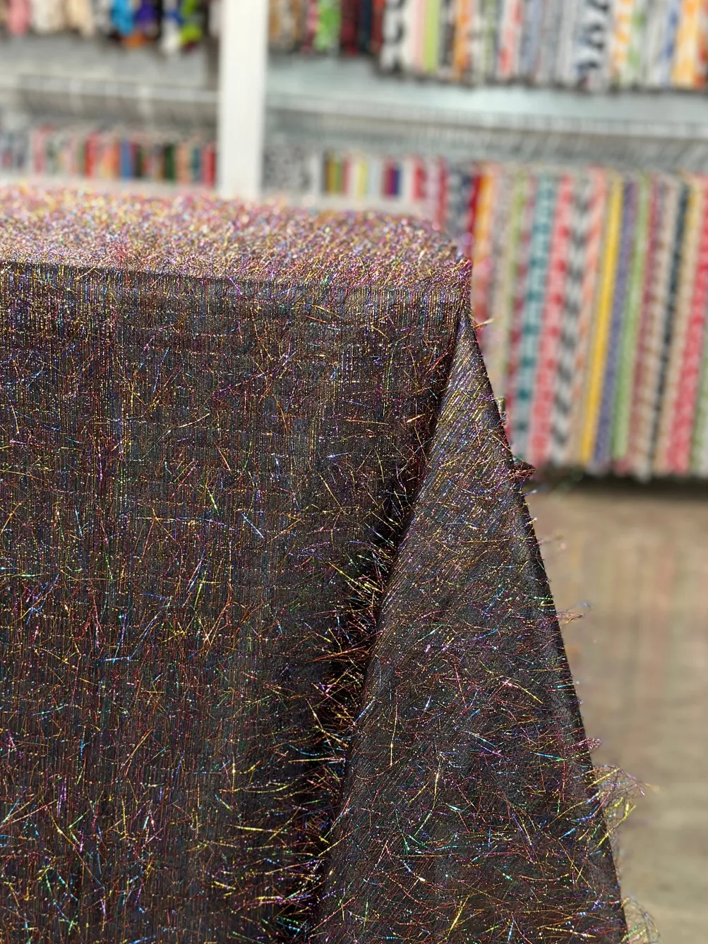 String Metallic Table Linen in Rainbow