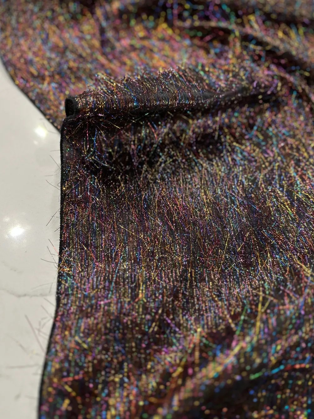 String Metallic Table Linen in Rainbow