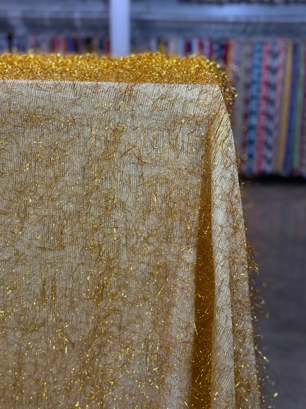 String Metallic Table Linen in Gold