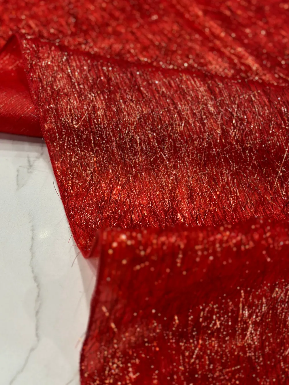 String Metallic Table Linen in Red