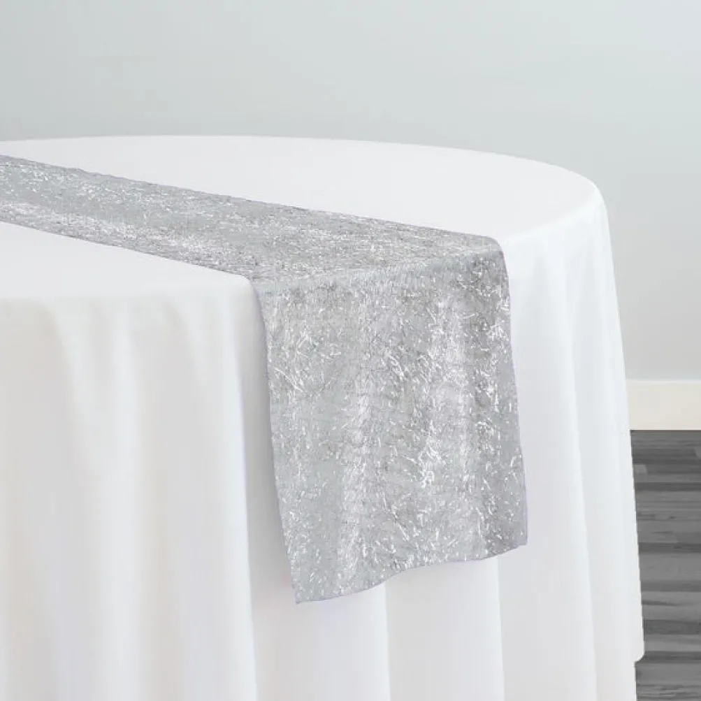 String Metallic Table Runner in White and Silver