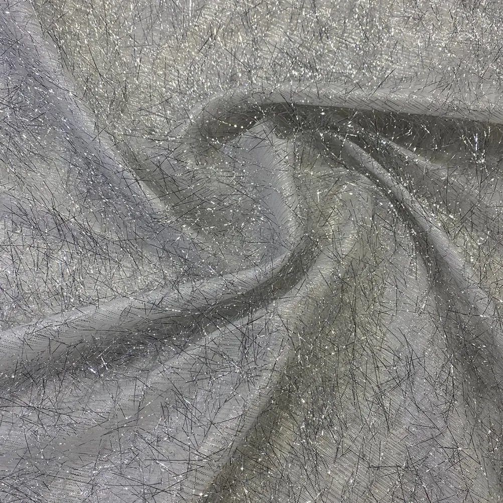 String Metallic Table Runner in White and Silver