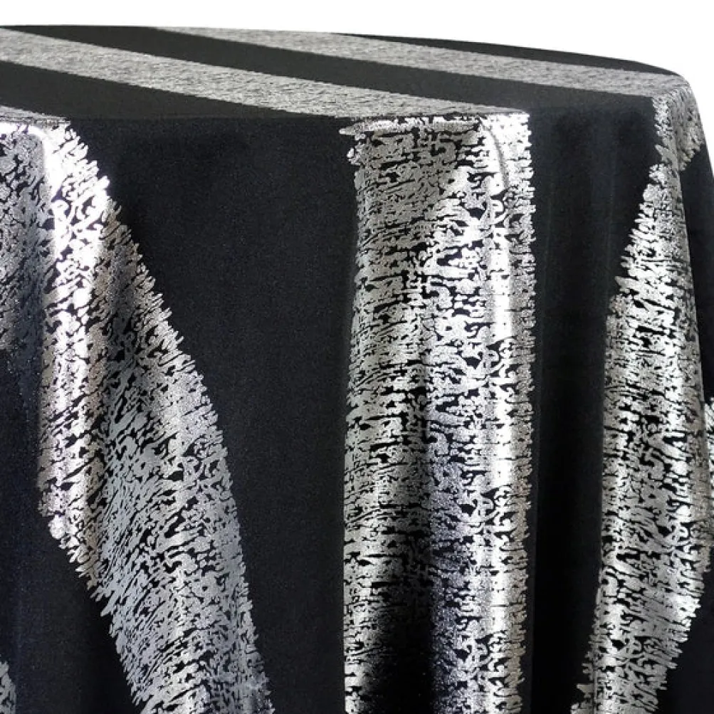 Stripe (Metallic Print) Table Linen in Black and Silver