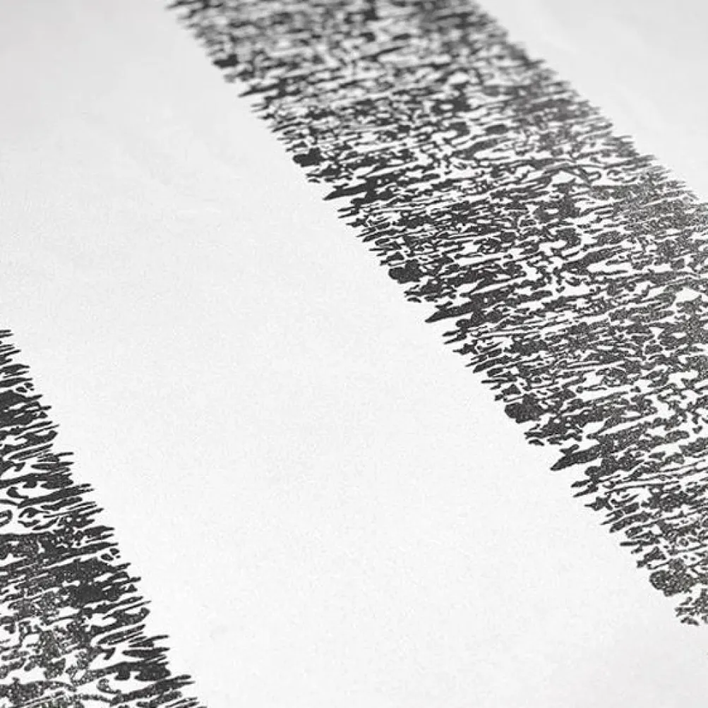 Stripe (Metallic Print) Table Runner in White and Silver