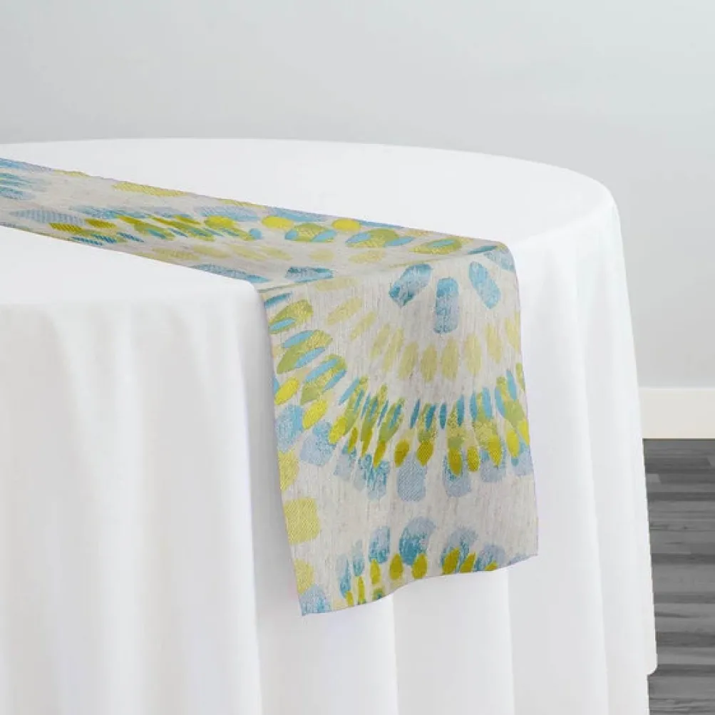 Sundaze Jacquard (Reversible) Table Runner in Turquoise and Yellow