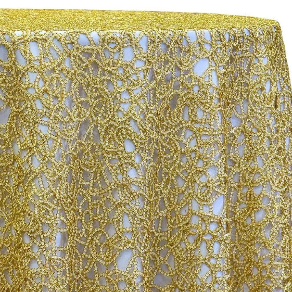 Swirl Chain Lace Table Linen in Gold
