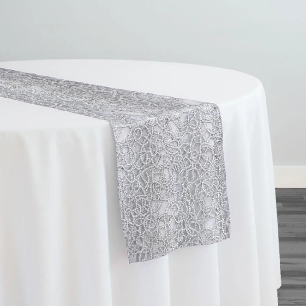 Swirl Chain Lace Table Runner in Silver