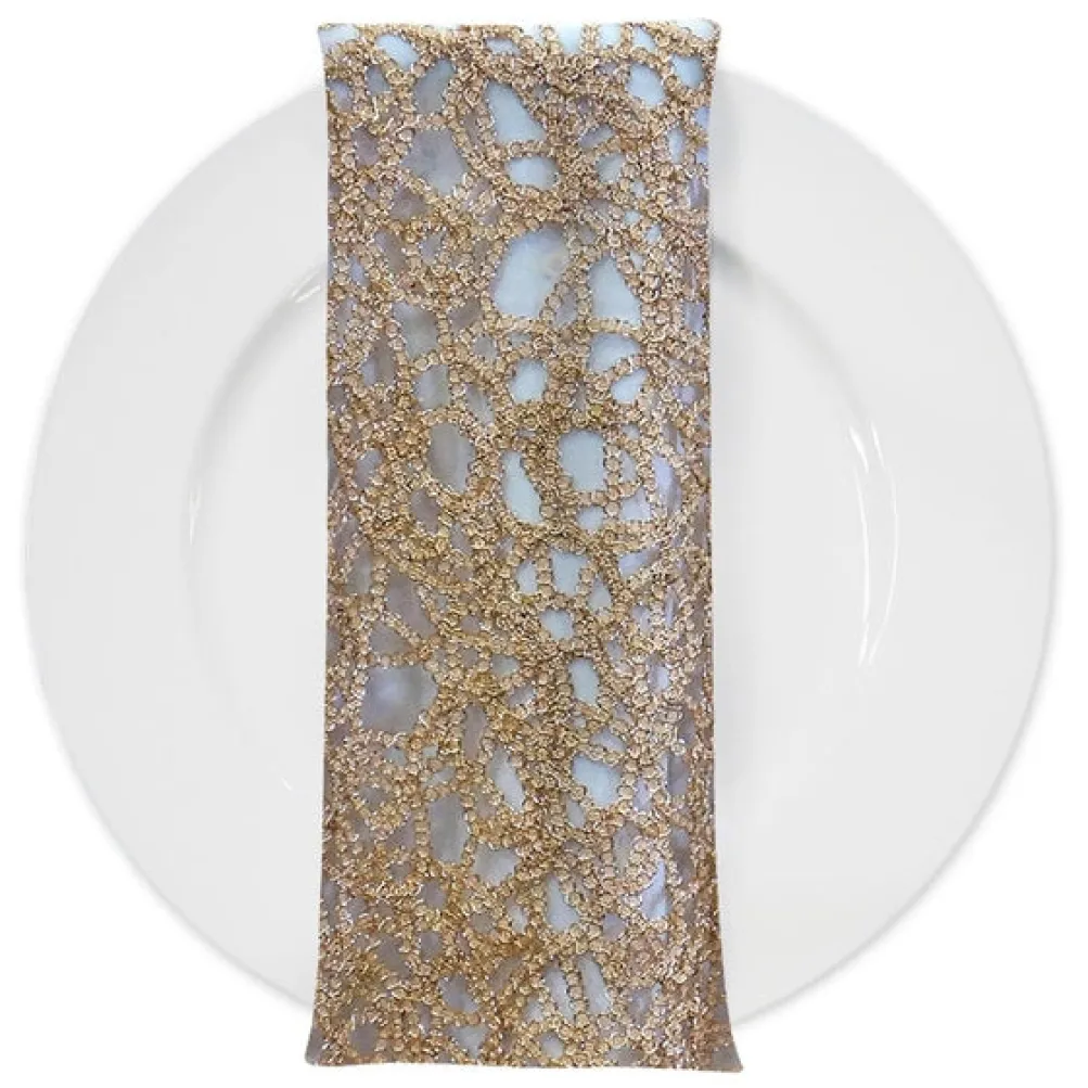 Swirl Chain Lace (w/ Poly Lining) Table Napkin in Champagne