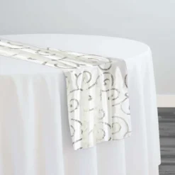Swirl Sequins Taffeta Table Runner in Ivory