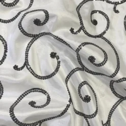 Swirl Sequins Taffeta Table Runner in Black and White